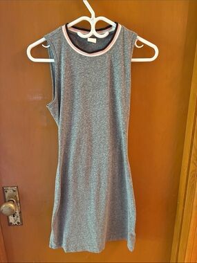 Lole Gray Sleeveless Backless Tank Dress with Pink-Trim Neckline
